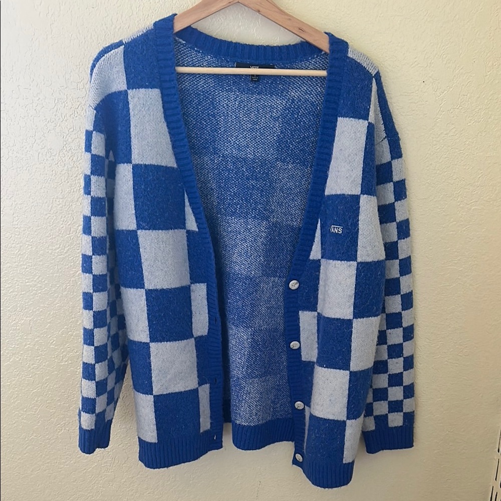 Vans Blue and White Checkered Cardigan